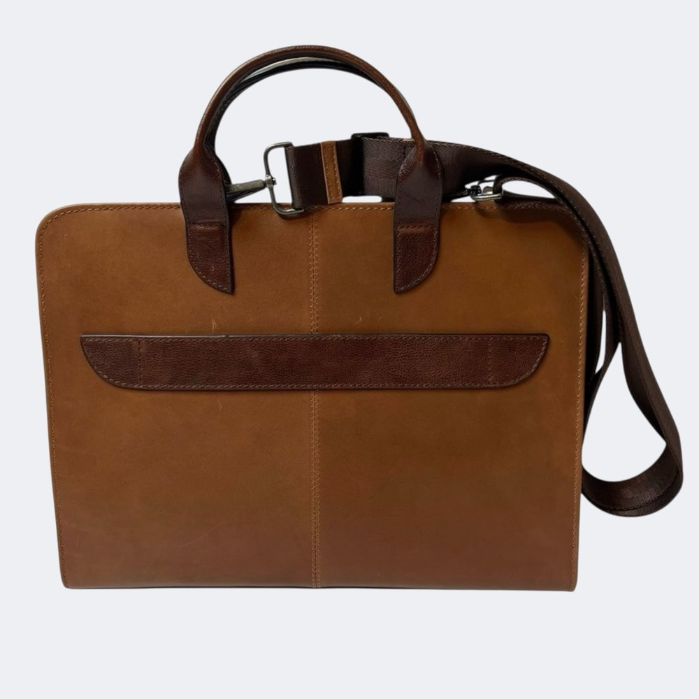 Jos. A. Banks Leather Briefcase Tan New